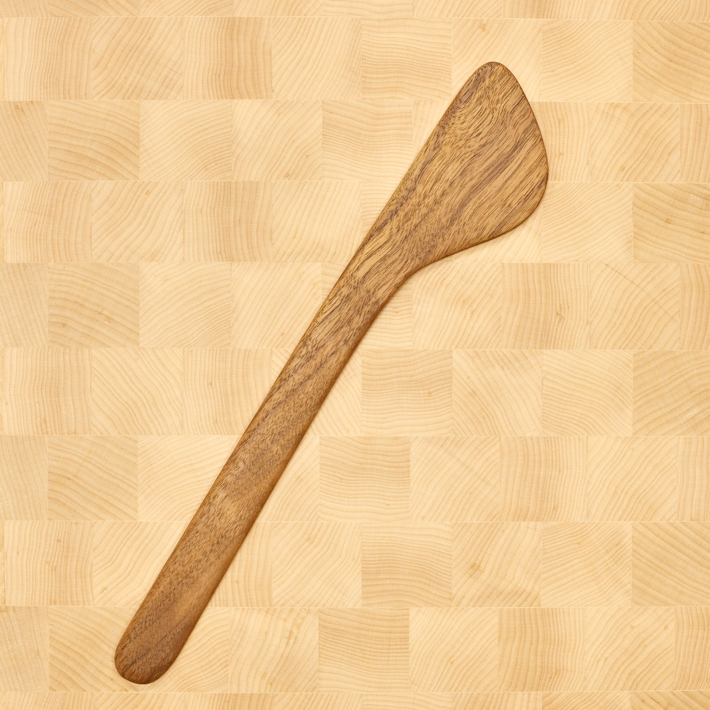Handmade Walnut Cooking Spatula on Maple Cutting Board